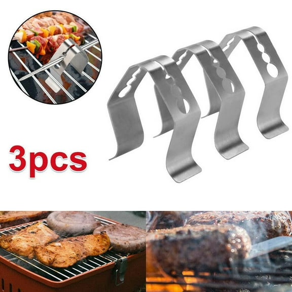 3pcs Stainless Steel BBQ Thermometer Probe Clips, 3 Hole Sizes for Accurate Temperature Reading, for Weber for MAVERICK iGrill Probes, Silver