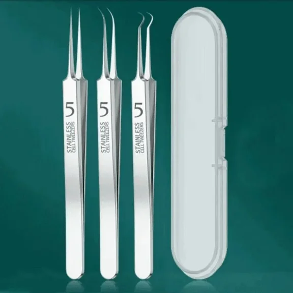 3pcs Stainless Steel Blackhead & Blemish Remover Set - Precision Tools for Face & Nose -Acne Extraction for Whiteheads & Pimples