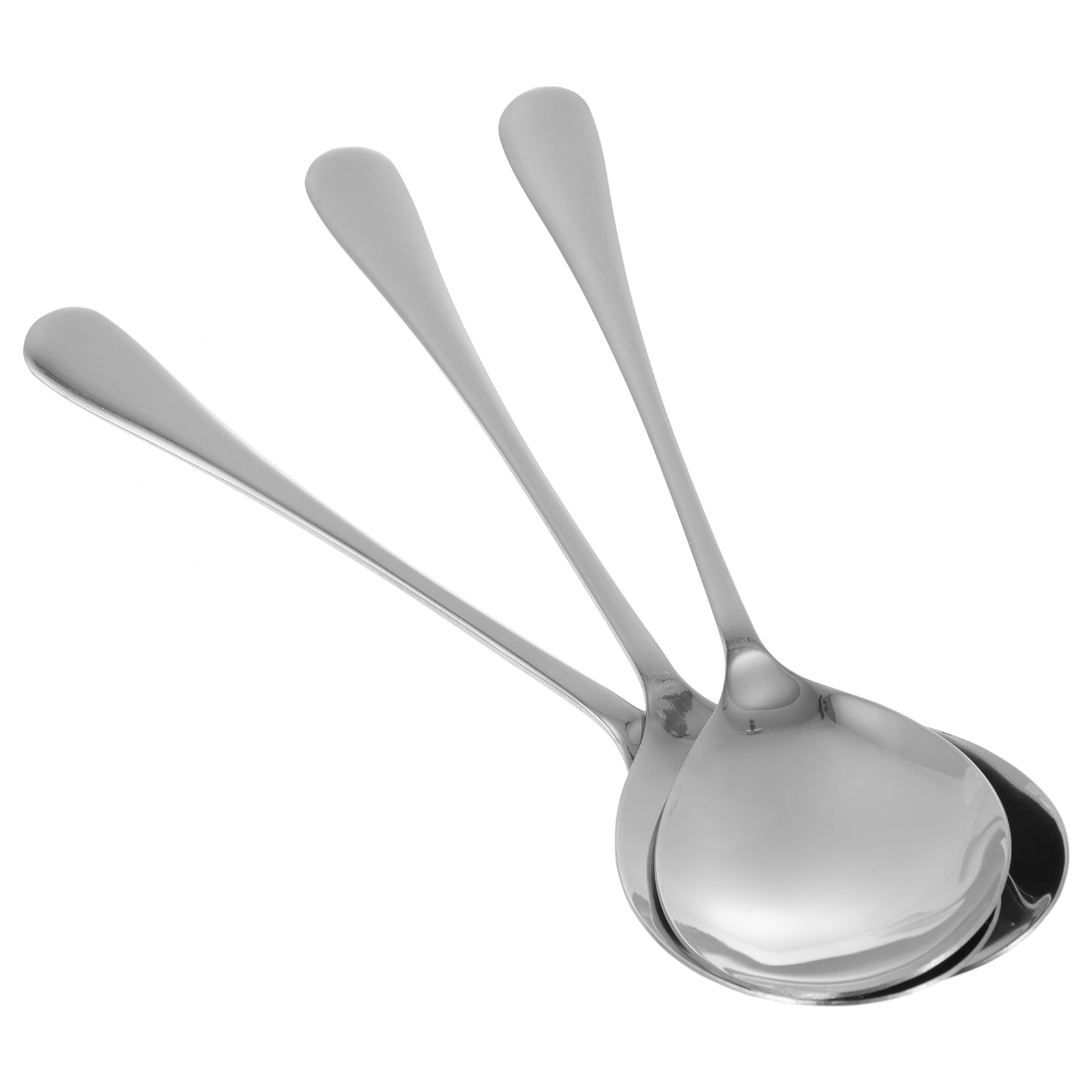 REDANT Large Serving Spoons For Buffet, 18/8 Stainless Steel Cooking Spoon For Rice With Long Wooden Handle, Metal Kitchen Spoons For