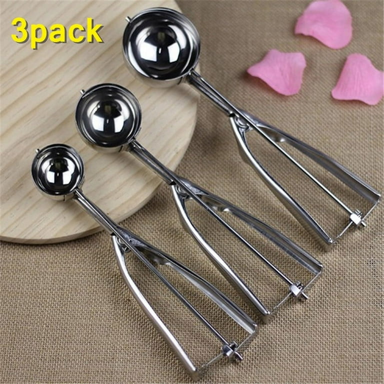 3 Pcs Gold Cookie Scoop Set Ice Cream Scoop Cookie With Trigger Lollipop  Cake Pop Release Stainless Steel Cookie Scoops Large Medium Small Size  Cupcak