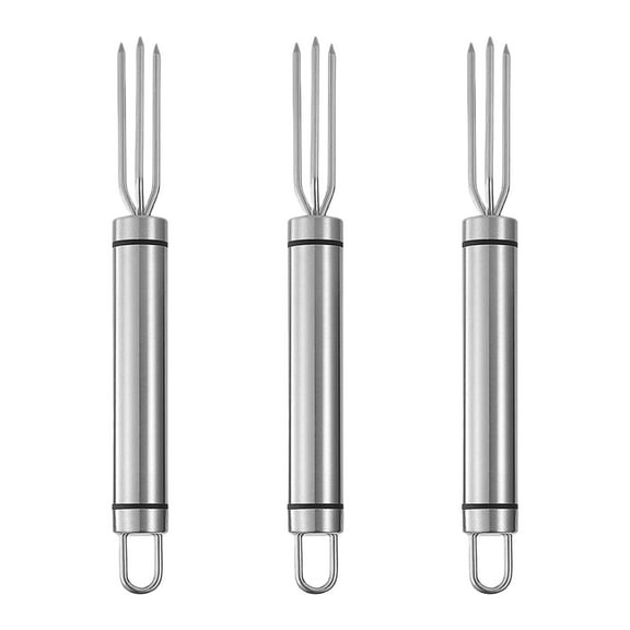 3pcs Stainless Steel Corn Forks Designed For Secure Handling, Ideal For Home Cooks And Outdoor Enthusiasts