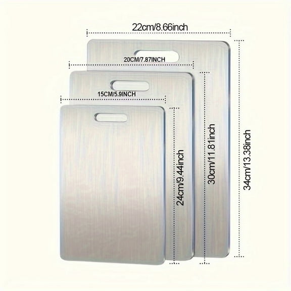 3pcs Stainless Steel Cutting Board Set - Premium, Durable, Easy to Clean, Rust-Resistant, BPA-Free, Space-Saving Kitchen Ready for Food Preparation, Food Preparation Essentials|Modern Kitchenware