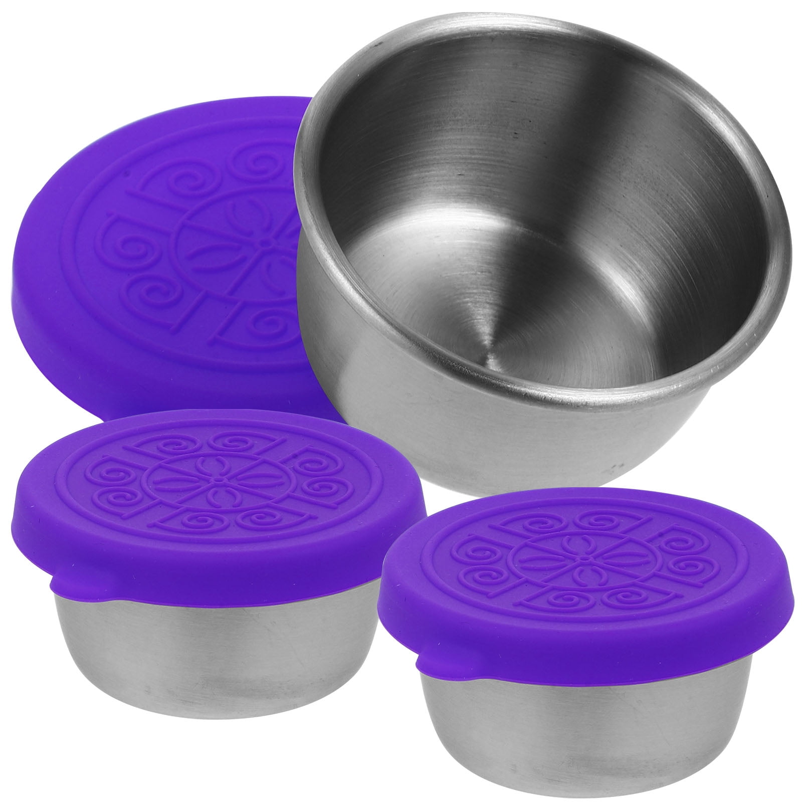 3pcs Stainless Steel Dipping Cups Kitchen Sauce Cups with Covers Picnic