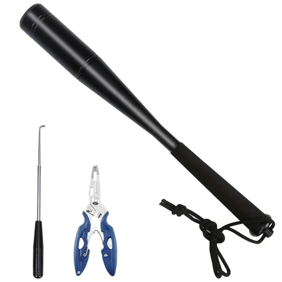 3pcs Stainless Steel Fishing Multi Tools with Pliers, Hook Remover & Fish Bat for Saltwater Fishing Gear