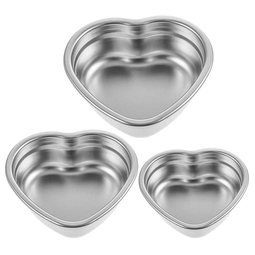 3pcs Stainless Steel Food Container Heatshaped Snack Serving Dish