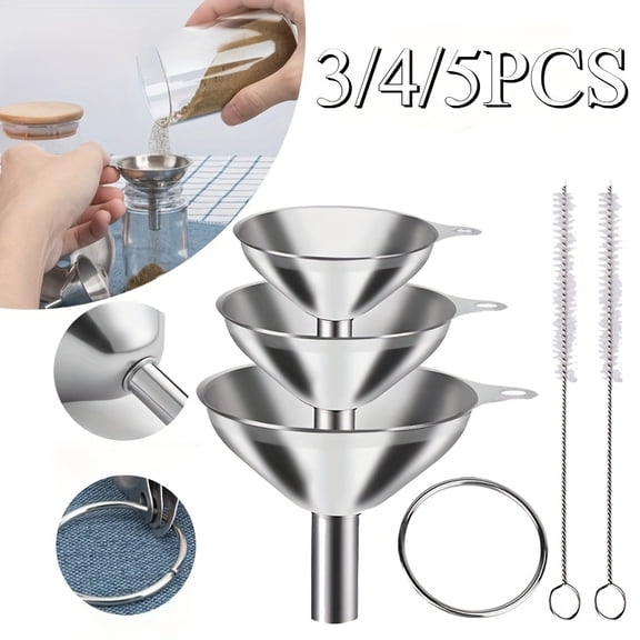 3pcs Stainless Steel Funnels Set Portable Funnel Mini Hopper Food Grade Metal Funnels for Filling Bottles Small Funnels for Essential Oil Spices Bottles Filler Mouth Funnel Mini Beer Liquid