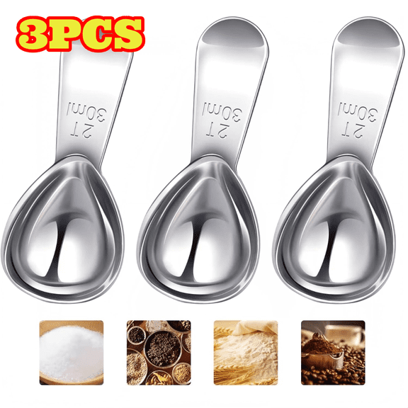 3pcs Stainless Steel Measuring Spoons, 30ml Coffee Scoop Tablespoon, Short Handle Measuring Spoons for Coffee Beans Tea Sugar
