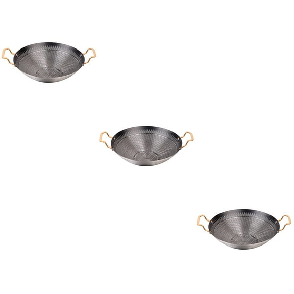 3pcs Stainless Steel Pot Double Handle Kitchen Cooking Pot Stainless Steel Dry Pot Cooking