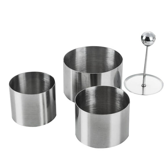 3pcs Stainless Steel Round Cold Dish Mold Practical Cold Dish Shaper Kitchen Utensil Supplies for Home Restaurant with Presser