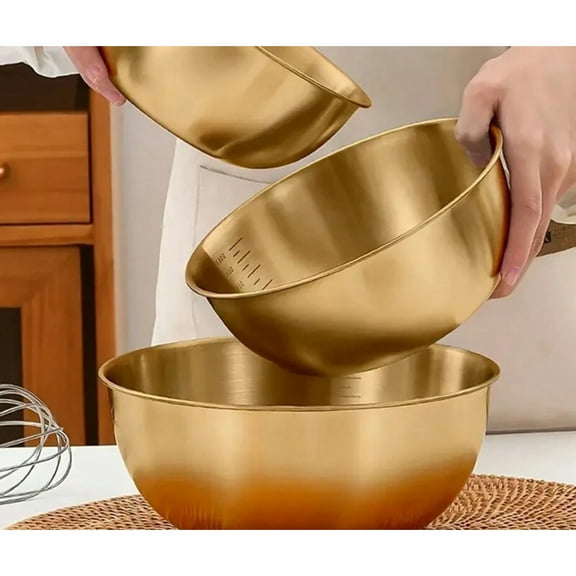 3pcs Stainless Steel Salad Bowl Set - Large Size, Double Layer Insulated, Shatterproof And Rust-Resistant - Perfect For Soup, Noodles And Lunch - Essential Kitchen Tool,Serving Facial Food Salad