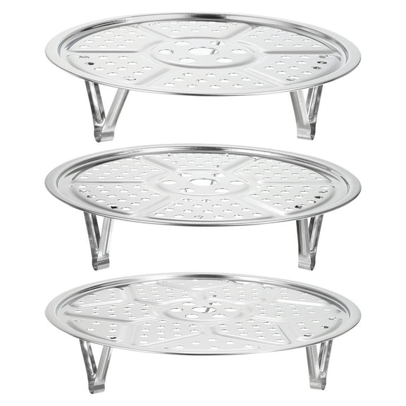 3pcs Stainless Steel Steamer Rack with Stand, 7.9 Inches/8.6 Inches/9.5 Inches Pot Steaming Tray