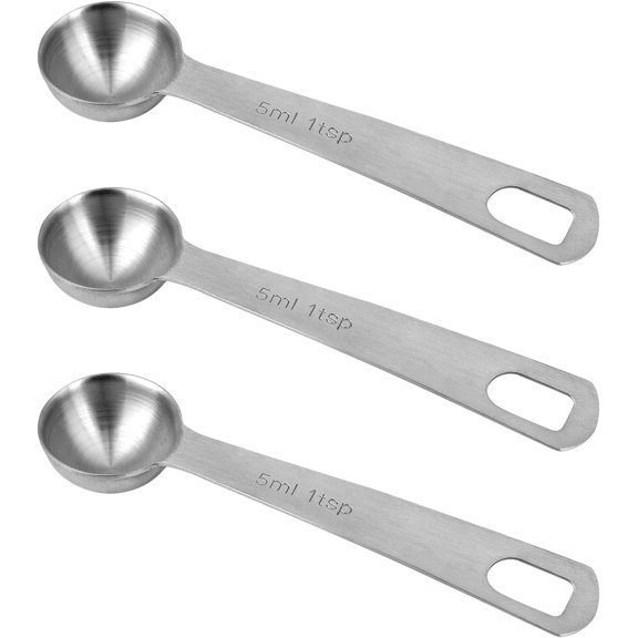 3pcs , Stainless Steel Table Spoons s 1 Tsp Scoop Teaspoon 1/3 Tablespoon 5 ML | 5 CC Metal Spoon Short Handle for Kitchen Tea Soup Ingredients (Short)