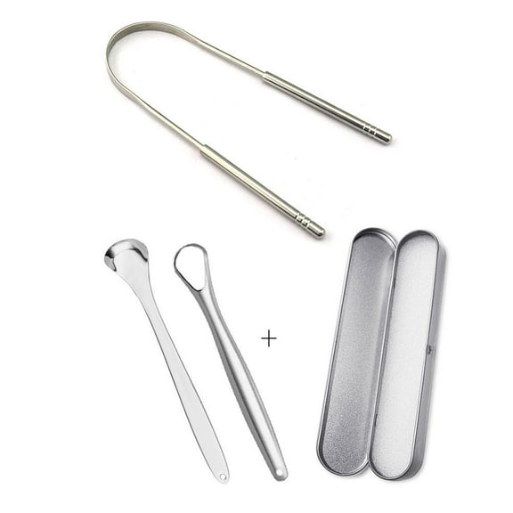3pcs Stainless Steel Tongue Cleaner Scraper Oral Hygiene Cleaning Care Dental Tools