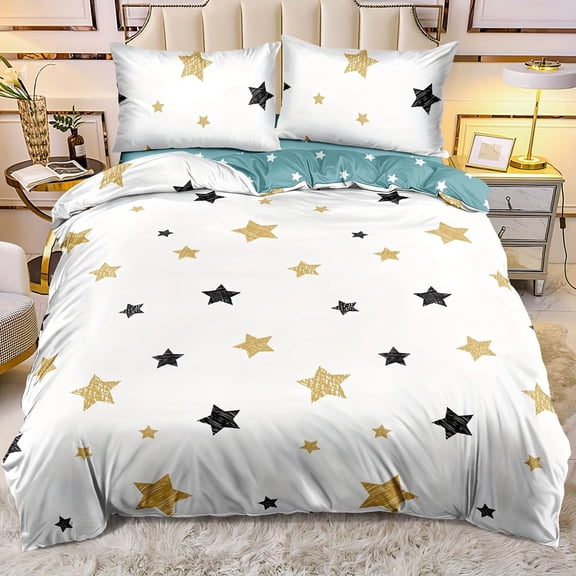 3pcs Starlight Sparkle Duvet Cover Set - Soft, Breathable Bedding for All-Season Comfort with 1 Duvet Cover and 2 Pillowcases