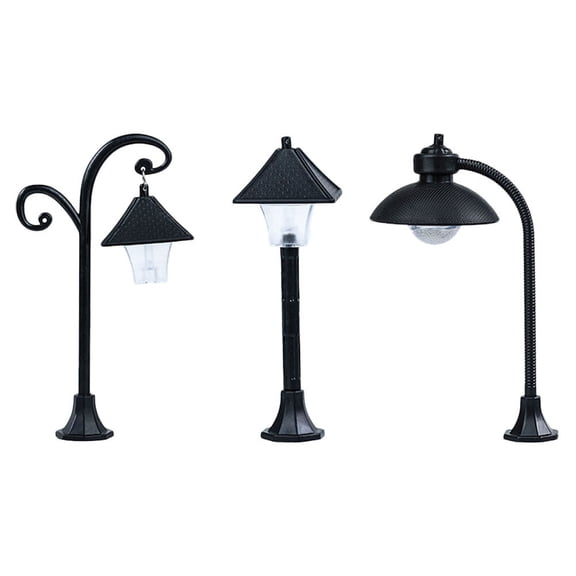 LABELEPH Mini Street Lamp Black PVC 3Pcs 5.9x3.5x2in Hobbyists Gardening Scene Layout