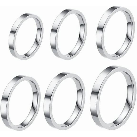 3pcs Style Stainless Steel Rings for Women Stacking Stackable Silver Band Thumb Pointer Finger Plain Ring Comfort Fit Size 5 6 7 8 9 10