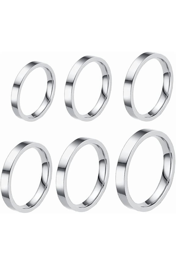 3pcs Style Stainless Steel Rings for Women Stacking Stackable Silver Band Thumb Pointer Finger Plain Ring Comfort Fit Size 5 6 7 8 9 10