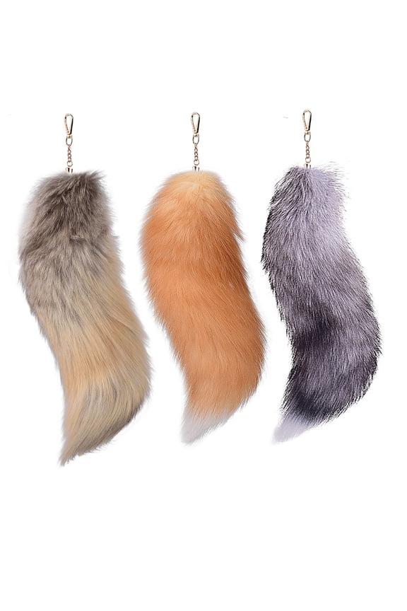 3pcs Stylish Foxes Tail Keychains Oversized Bag Charm Car DecorationHa110weenGift