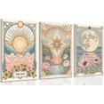 thumbnail image 1 of 3pcs Sun and Moon star Canvas Wall Art Tarot Crescent Moon Picture Wall Decor Wildflowers Painting Posters for Bedroom Living Room Home Decor, 1 of 6