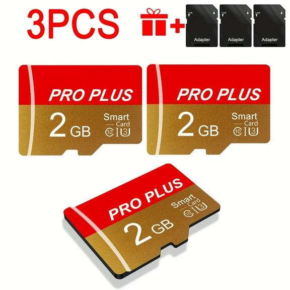 "3pcs TF Memory Card (1GB-128GB) - U3/C10/A1, High Speed, with Adapter - For Tablet/Camera/Phone/Car Audio/Game Console, Secure File Storage"