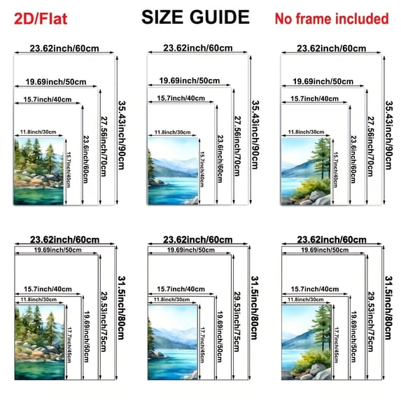 3pcs Tahoe Lake and Sierra Nevada Mountains Wall Art Set | Frameless Canvas Prints, Ideal for Home Office, Living Room, Bedroom, and Restaurants, Christmas and New Year Gift, Art Deco and Retro Styl