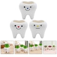 thumbnail image 1 of 3pcs Teeth Shaped Small Flowerpot Ceramics Succulents Pots Cactus Plant Pots, 1 of 6