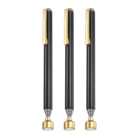 3pcs Telescoping Magnetic Pickup Tool 3LB Stainless Steel 5.1" to 25.5" Extendable Magnet Retrieval Stick with Pocket Clip for Car Industry Garage Office, Black