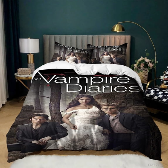 3pcs The Vampire Diaries Bedding Set Ultra Soft Comforter Set Lightweight Quilt Cover All Season Duvet Cover with Pillowsham