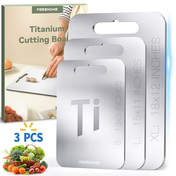 PEREHOME 3pcs Titanium Cutting Board for Kitchen, Cutting Board Double Sided Food Grade, Chopping Boards, Dishwasher Safe, Cutting Boards For Meats, Fruits, Vegetables