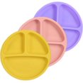 thumbnail image 1 of 3pcs Toddler Plates with Suction, 100% Safe BPA Free Soft Toddler Plates Silicone Divided Plates, Portable Dinner Plates for Kids, Dishwasher, Microwave and Oven Safe, 1 of 8