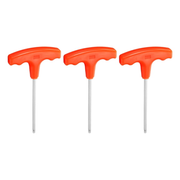 3pcs Torx Screwdriver T27 155mm t Handle Star Key Wrench 45# Steel Tool, Orange
