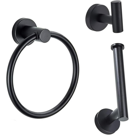 3pcs Towel Ring Set Paper Bathroom Hand Towel Holder Kitchen Towel Rack Kitchen Hand Towel Bar Wall Mounted Towel Rod Adhesive Wall Hook Coat Hook Stainless Steel Round Hanging Rod