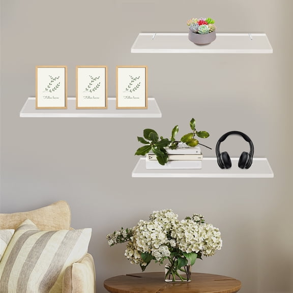 3pcs Transparent Acrylic 40*18*1.2cm Wall-Mounted Shelf Multifunctional Display Diy Shelf