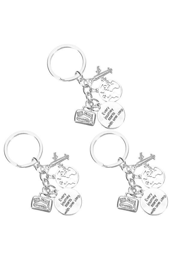 3pcs Travel Memorial Keychain Airplane World Map Keychain Travel Souvenirs Gift