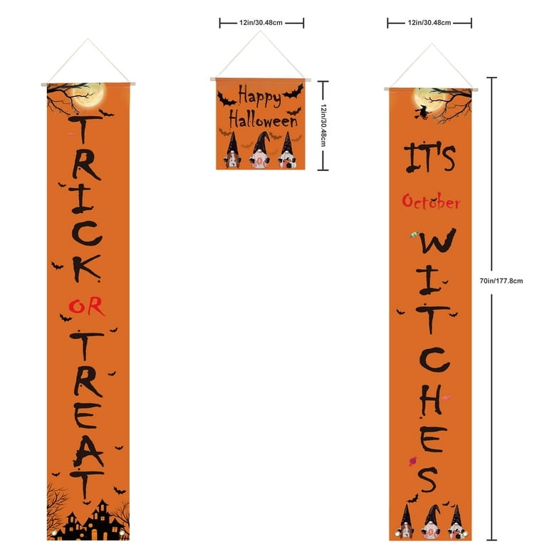 3pcs Trick or Treat Front Portch Banner Outdoor Festival Hanging Sign ...