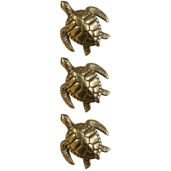 3pcs Brass Turtle Figurine Vintage Turtle Craft Tabletop Brass Modeling Ornament for Home Office