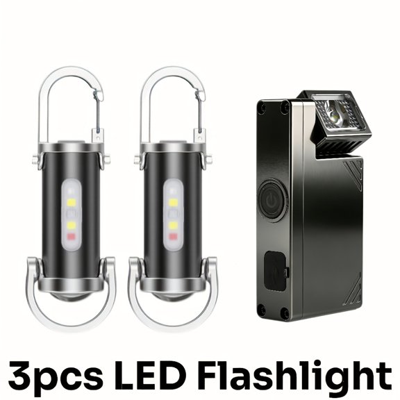 3pcs Ultra Bright Rechargeable LED Flashlights, High Lumen Zoomable, USB Charge + COB Side Light, 7 Modes for Outdoor Camping Home Fishing