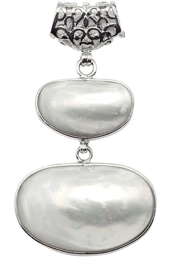 3pcs Undyed Platinum Brass Spiral Shell Oval Big Pendants Scarf Bail Beads