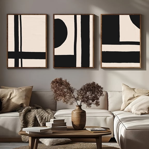 3pcs Unframed Modern Minimal Canvas Poster Abstract Geometric Graphics Wall Art Ideal Gift For Bedroom Living Room Corridor Decoration No Frame