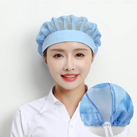 3pcs Unisex Chefs Hat, Kitchen Cooking Chef Mesh Cap, Food Service Elastic Hair Nets, Baker Waiter Adjustable Work Caps