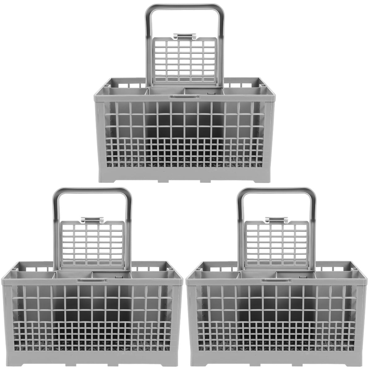 Supvox Dishwasher Cutlery Basket Grey for Organizing Silverware 3Pcs