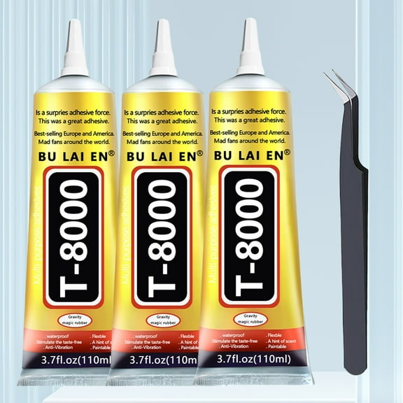 3pcs Upgrade T-8000 Transparent Glue Mobile Phone Screen Repair Elastic Glue Plastic Rubber Shoes Jewelry Super Glue, Jewerly Craft Rhinestone Phone Frame Fix Screen Glass Glue 3.88oz/1pc