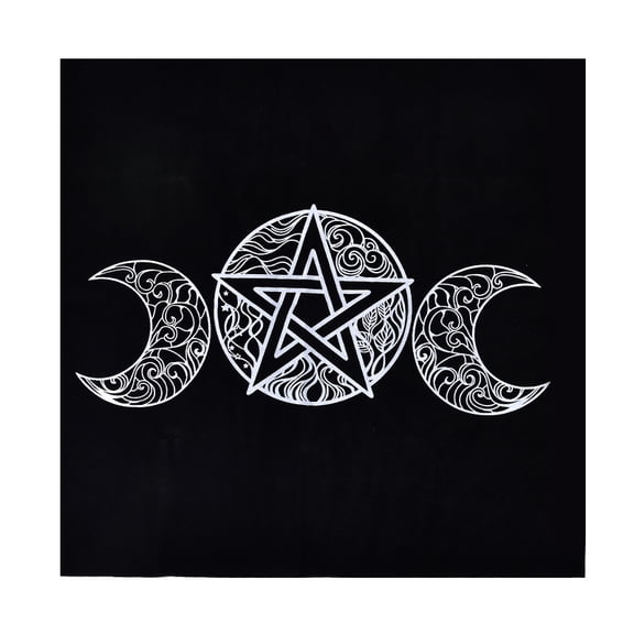 3pcs Velvet Tarot Tablecloth for Divination Tarot Card Pad Pendulum Tablecloth Square Black Moon Pattern 490x490mmDIY