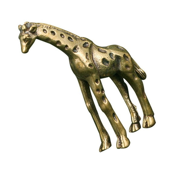 3pcs Vintage Brass Animal Statue Brass Giraffe Figurine Lifelike Animal Statue