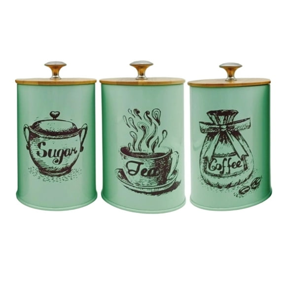 3pcs Vintage Kitchen Storage Jars Set Convenient for Coffee Sugar Storage