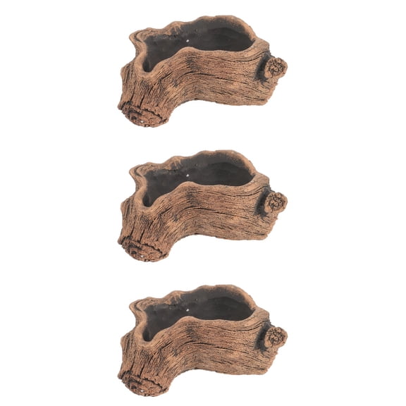 3-Piece Vintage Style Flower Pot Set, Multi-Purpose Garden , Imitation Tree Stump Pots for Indoor and Outdoor Plants