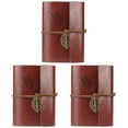 3pcs Vintage Style Leaf Leaves Pattern PU Cover Looseleaf String Bound