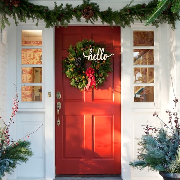 ETEREAUTY Beige Hello Wood Sign for Front Door Home Decor Modern Farmhouse Style 3Pcs