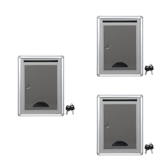Foxnovo Aluminium Alloy Mailbox Grey Stainless Steel for Storage Use 3Pcs