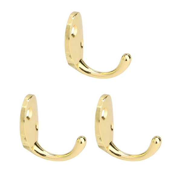 3pcs Wall Hooks Zinc Alloy Hook Caps Coat Towel Wall Bathroom DIY Hanger w Screws Gold Tone